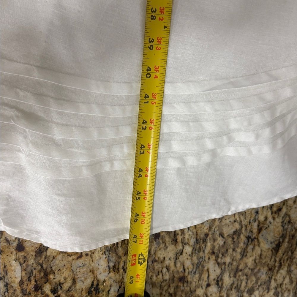 Jones New York Linen White Button Front Dress Pintuck Detail Size 14 - Picture 7 of 8